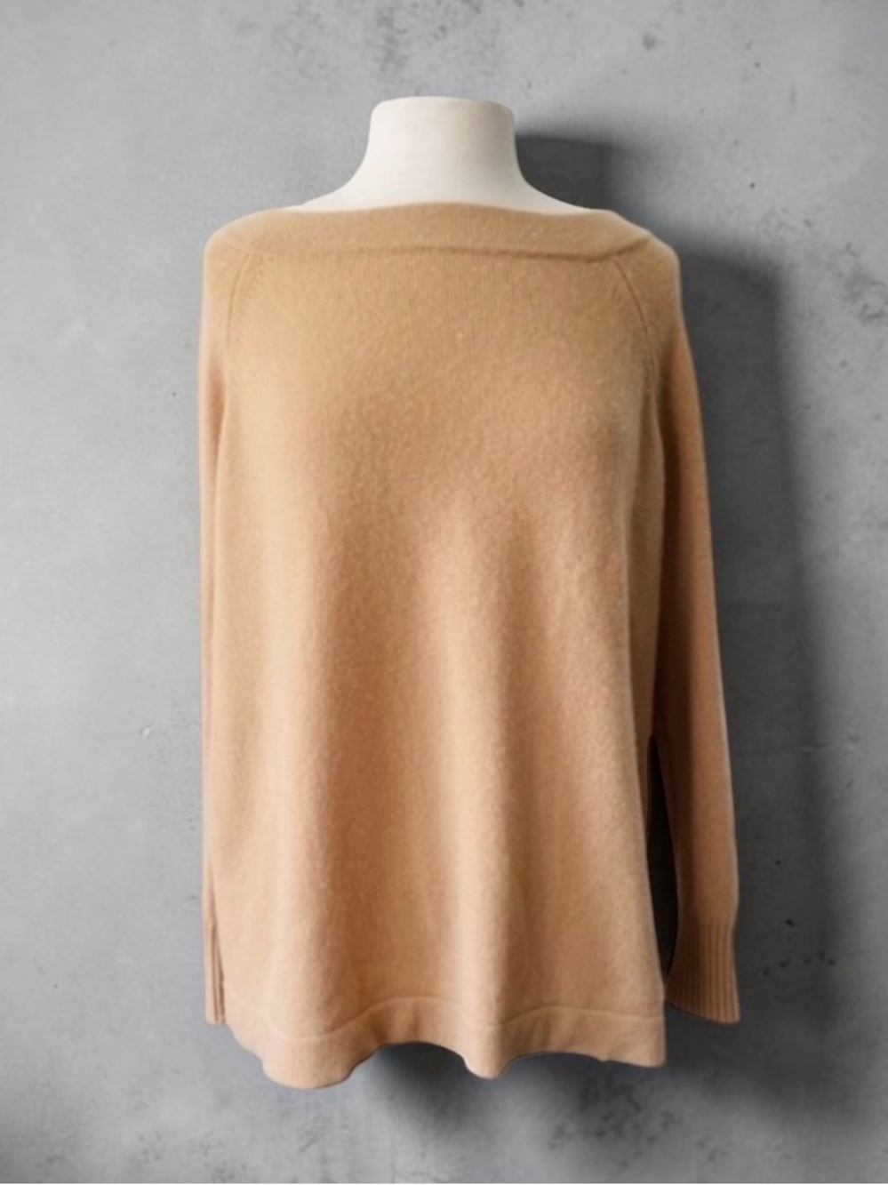 ANN MASHBURN CLASSIC CAMEL 100% CASHMERE SWEATER SIZE LARGE